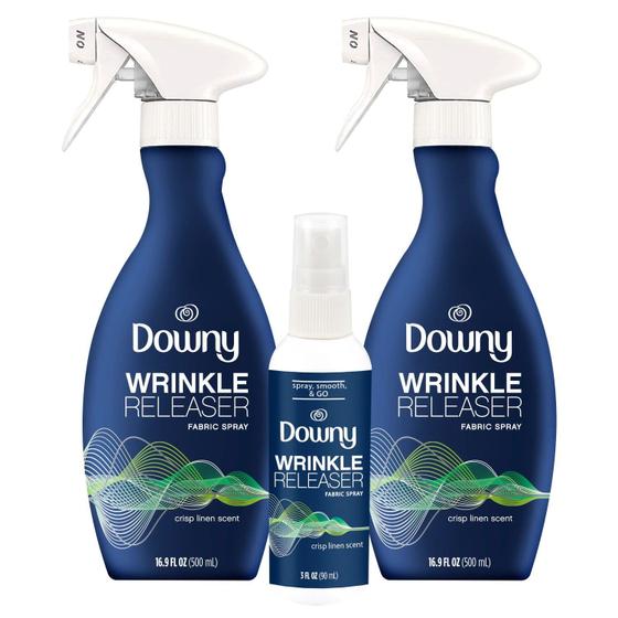 Imagem de Kit Desamassador de Roupas Downy Wrinkle Releaser - 2 Unidades de 500ml + 1 de 90ml (Viagem)