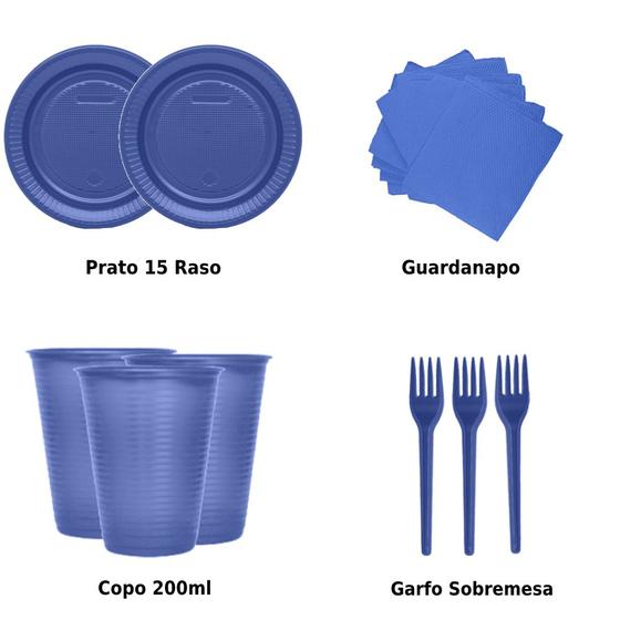 Imagem de Kit Descartáveis Perolado Prato, Copo, Garfo e Guardanapo