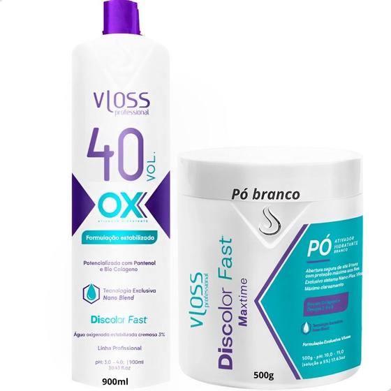 Imagem de Kit Descoloração Vloss Pó Descolorante Discolor Fast +OX 40v