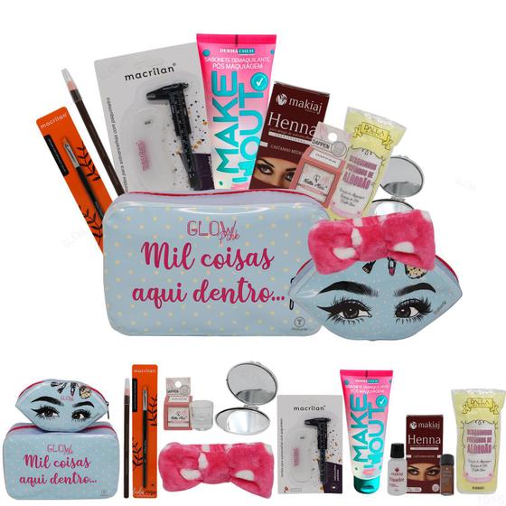 Imagem de Kit Design Sobrancelhas Henna Makiaj com Necessaire Glow Pink