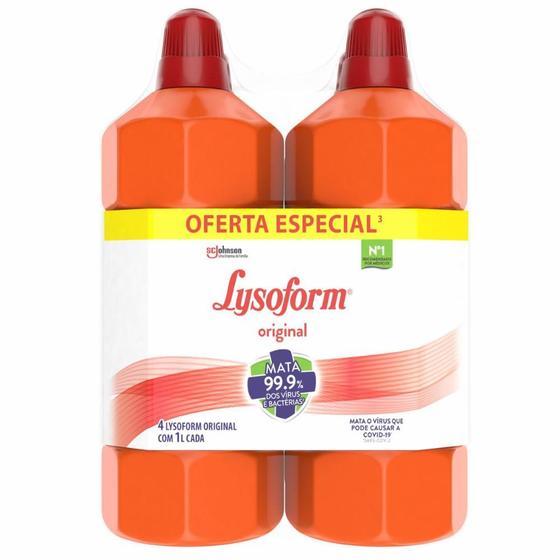 Imagem de Kit Desinfetante Lysoform para Uso Geral Original 1l c/ 4 Unidades