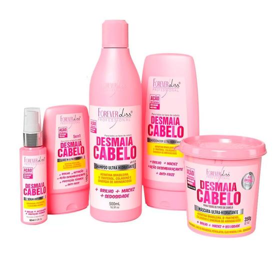 Imagem de Kit Desmaia Cabelo Completo Com Máscara 350g Forever Liss 