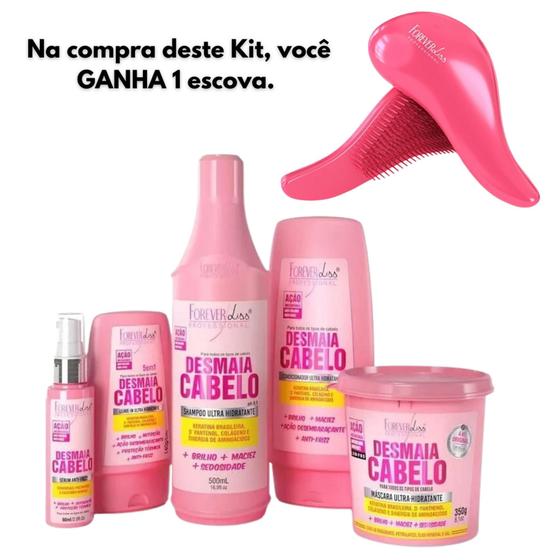 Imagem de Kit Desmaia Cabelo Completo Forever Liss com Máscara 350g