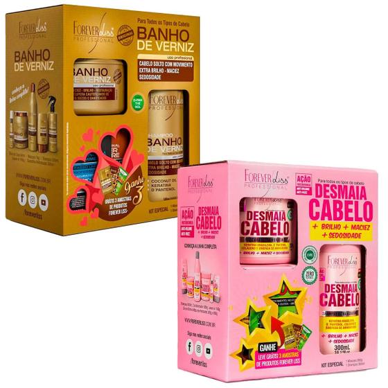 Imagem de Kit Desmaia Cabelo e Kit Banho de Verniz Forever Liss