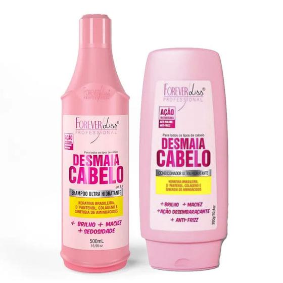 Imagem de Kit Desmaia Cabelo Shampoo 500ml e Condi. 300g Forever Liss