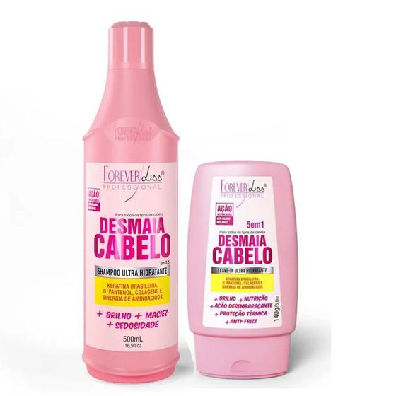 Imagem de Kit Desmaia Cabelo Shampoo 500ml e Leave-in Forever Liss 