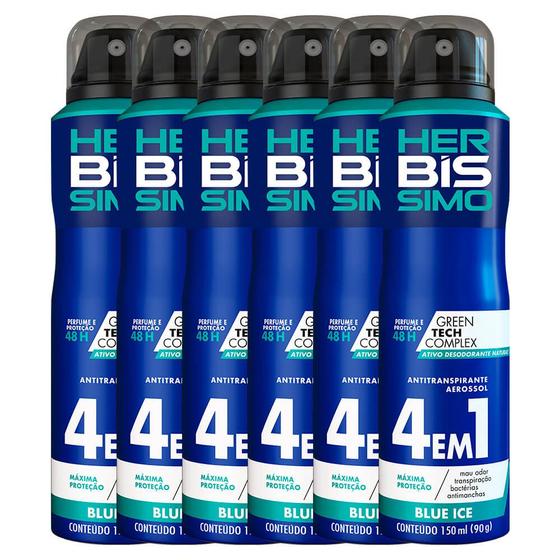 Kit Desodorante Aerosol Antitranspirante Herbissimo Blue Ice 150Ml com 6 Unidades Menor preço em Kit Desodorante Aerosol Antitranspirante Herbissimo Blue Ice 150Ml com 6 Unidades