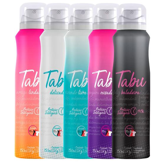 Kit Desodorante Aerosol Antitranspirante Tabu Collection 150ML com 5 Unidades Menor preço em Kit Desodorante Aerosol Antitranspirante Tabu Collection 150ML com 5 Unidades