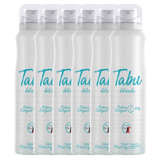 Imagem de Kit Desodorante Aerosol Antitranspirante Tabu Delicada 150Ml com 6 Unidades