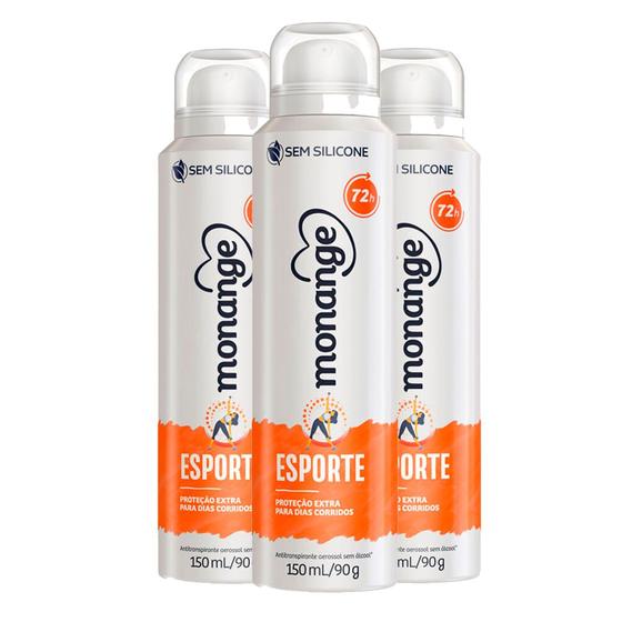 Imagem de Kit Desodorante Aerosol Monange Esporte 90G - 3 unidades