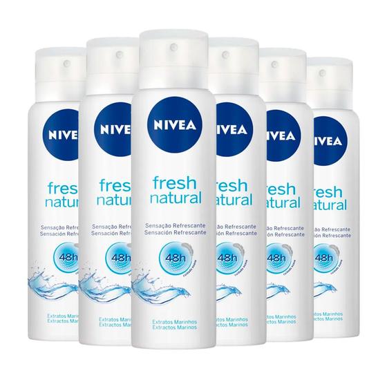 Imagem de Kit Desodorante Aerosol Nivea Fresh Natural 150ml - 6 unidades