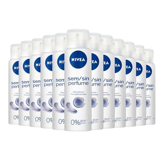 Imagem de Kit Desodorante Aerosol Nivea Sensitive Sem Perfume 150ml - 12 unidades
