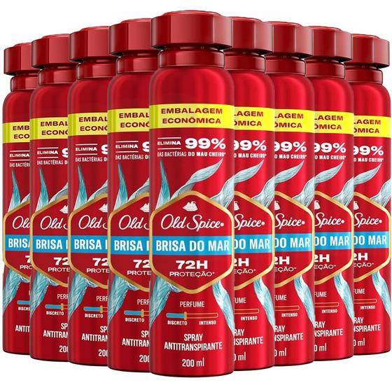 Imagem de Kit Desodorante Aerosol Old Spice Brisa Do Mar 200ml - 9 unidades