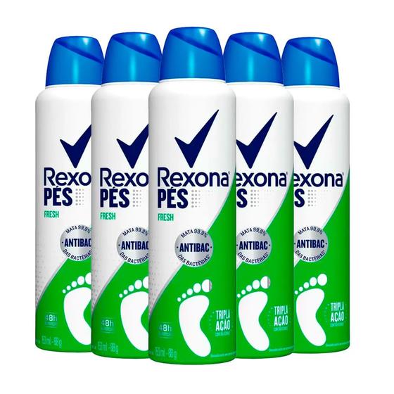 Imagem de Kit Desodorante Aerosol Para Pés Rexona Efficient Antibacterial 88g - 5 unidades