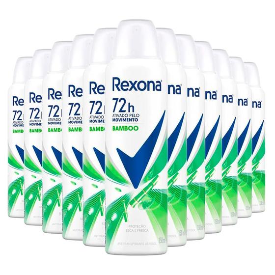 Imagem de Kit Desodorante Aerosol Rexona Bamboo 150ml - 12 Unidades