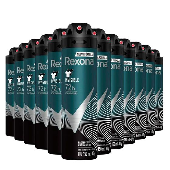 Kit Desodorante Aerosol Rexona Invisible 90g/150ml - 12 Unidades ...