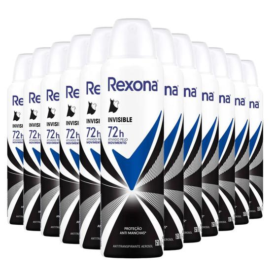 Imagem de Kit Desodorante Aerosol Rexona Invisible Feminino 150ml - 12 Unidades