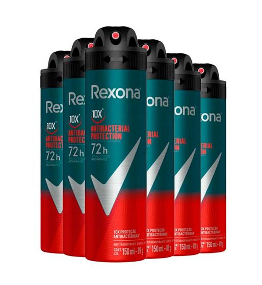 kit Desodorante Aerosol Rexona Men Antibacterial 150ml - 6 Unidades Menor preço em kit Desodorante Aerosol Rexona Men Antibacterial 150ml - 6 Unidades