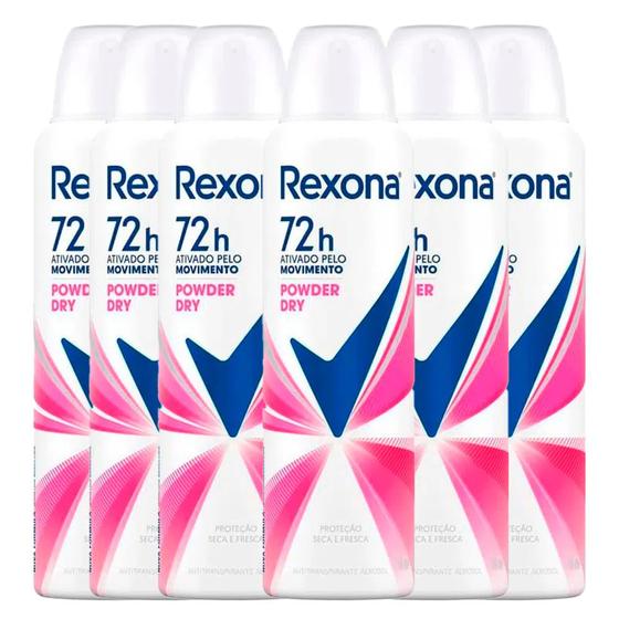 Imagem de Kit Desodorante Aerosol Rexona Powder Dry 150ml - 6 Unidades
