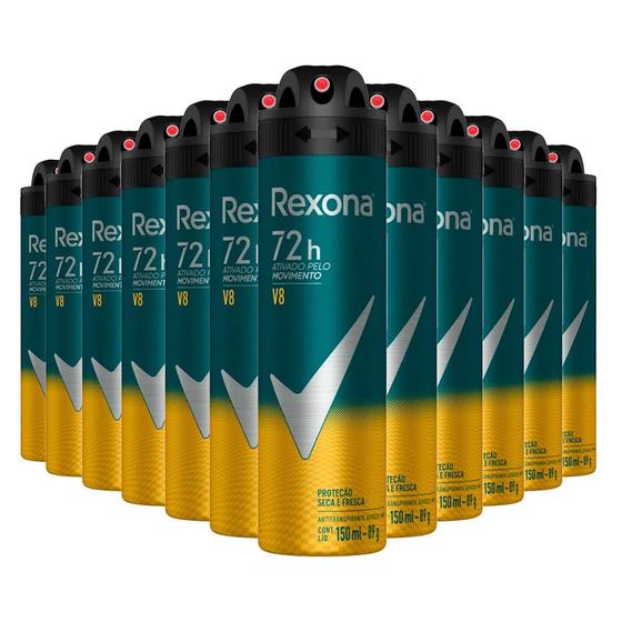 Imagem de Kit Desodorante Aerosol Rexona V8/Amarelo 150ml - 12 Unidades