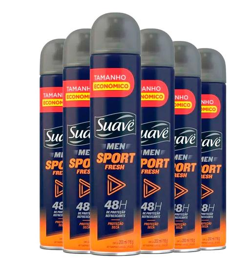 Imagem de Kit Desodorante Aerosol Suave Men Sport Fresh 200ml C/6 Unidades