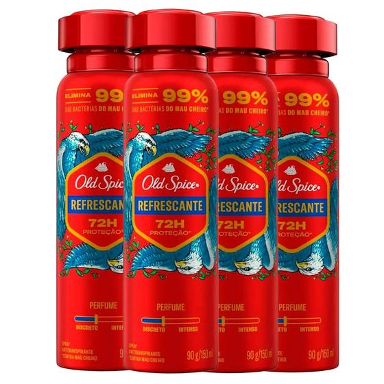 Imagem de Kit Desodorante Aerossol Old Spice Refrescante 150ml - 4 unidades