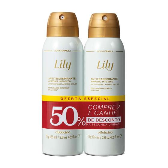 Imagem de Kit Desodorante Antitranspirante Lily (2 Unidades) Fragrância Feminina Para Mulher Presente Oboticár