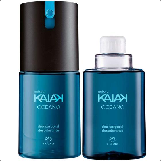 Imagem de KIT Desodorante Corporal Antitranspirante Spray Natura Kaiak Oceano Masculino 100mL + Refil Deo Corporal 100mL