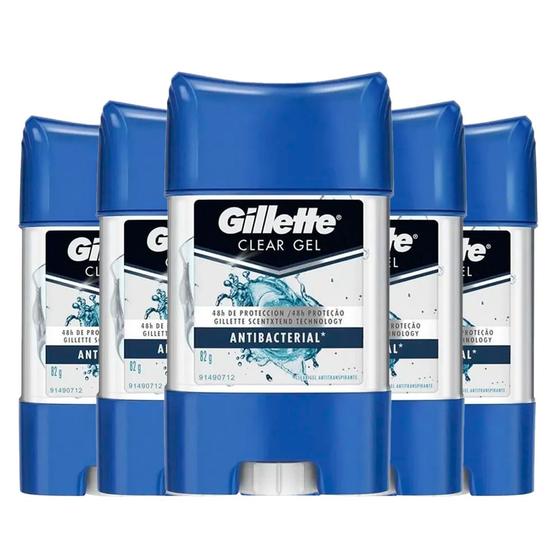 Imagem de Kit Desodorante Gel Antitranspirante Gillette Antibacterial 82g - 5 Unidades