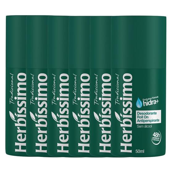 Imagem de Kit Desodorante Roll-On Herbíssimo Tradicional 50Ml com 6 unidades