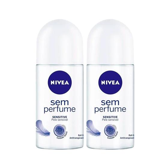 Imagem de Kit Desodorante Roll On Nivea Sensitive Sem Perfume 50ml - 2 Unidades