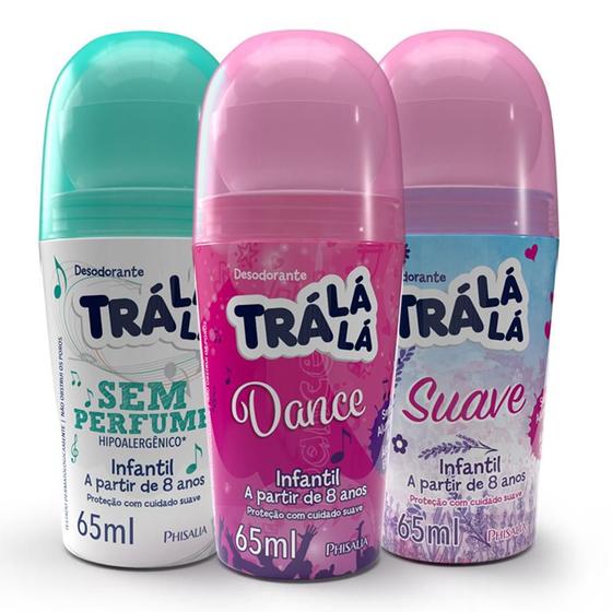 Imagem de Kit Desodorante Roll-on Trá Lá Lá Kids Collection II (3 unidades de 65ml)