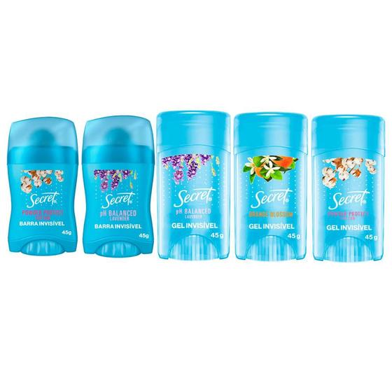 Imagem de Kit Desodorante Secret Linha Completa 5 Fragrâncias