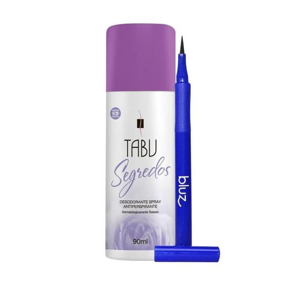 Imagem de Kit Desodorante Spray Tabu Segredos 90Ml + Caneta Delineadora para Olhos Bluz Midnight 1,2ml Preta