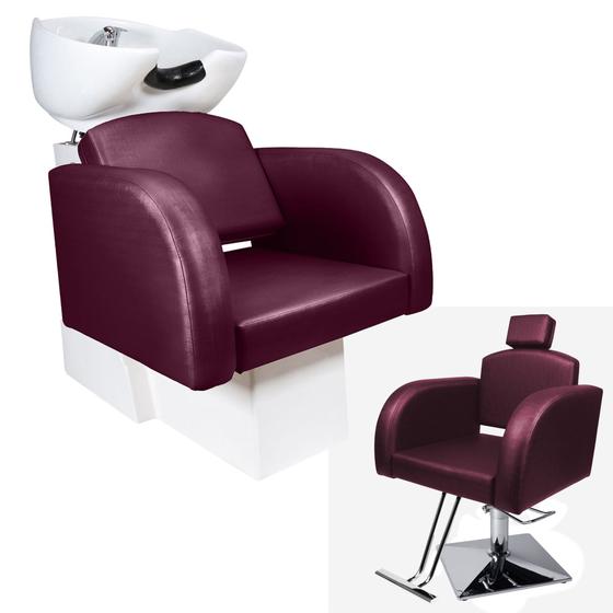 Imagem de KIT Destak - 1 Cadeira Fixa Base Quadrada + 1 Lavatório Para Salão