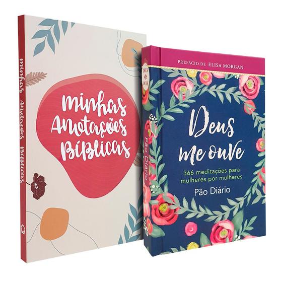Imagem de Kit Deus Me Ouve Pão Diário + Caderno Anotações Bíblicas Boho