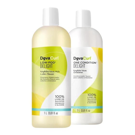 Imagem de Kit Deva Curl Low Poo Delight Shampoo 1L, Condicionador 1L (2 produtos)