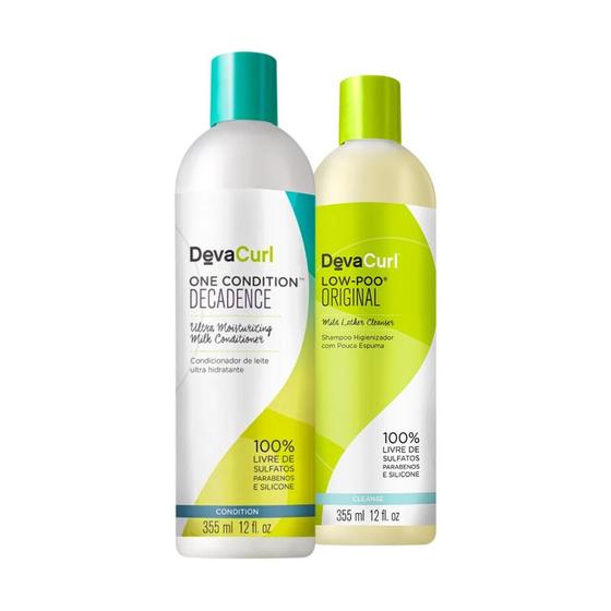 Imagem de Kit Deva Curl Low Poo Shampoo 355ml, Condicionador One Condition 355ml