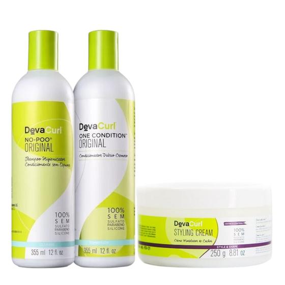 Imagem de Kit Deva Curl - No-Poo 355ml + One Condition 355ml +Styling Cream 250g