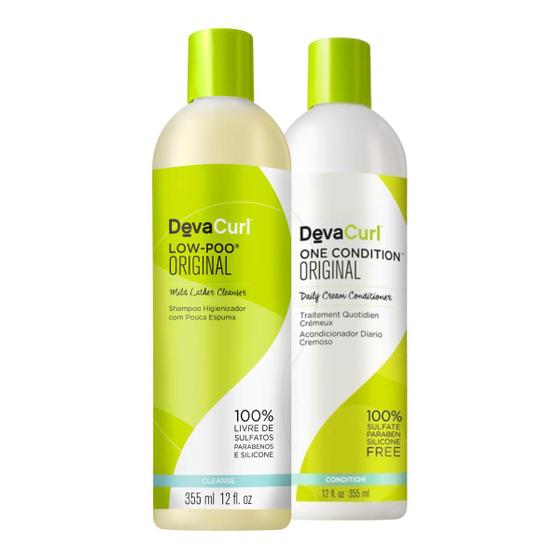 Imagem de Kit Deva Curl Shampoo Low-Poo 355ml, Condicionador One Condition 355ml