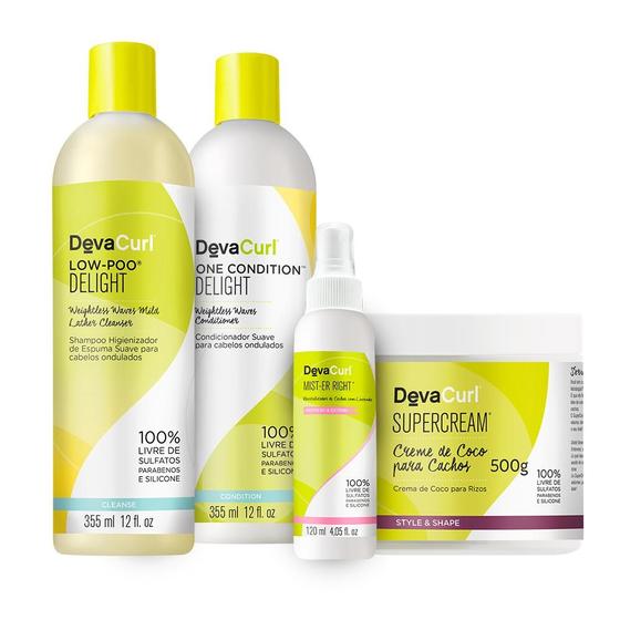 Imagem de Kit Deva Curls Delight Shampoo 355ml, Condicionador 355ml, Máscara 500g, Leave-in 120ml