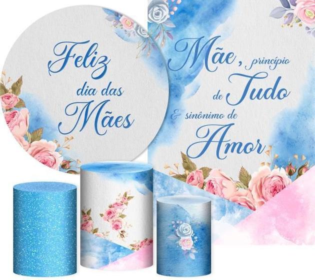 Imagem de Kit Dia Das Mães Painel Redondo Trio Capas Retangular Tecido