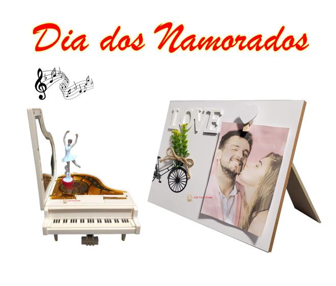 Imagem de Kit Dia dos Namorados Piano Porta Joia Musical + PRetrato