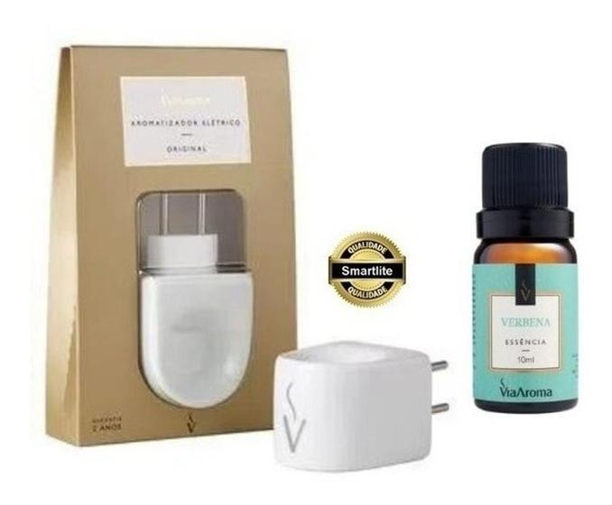 Imagem de Kit Difusor Aromatizador Eletrico de Porcela Via Aroma Com Essencia 10ml Original