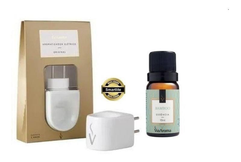 Imagem de Kit Difusor Aromatizador Eletrico de Porcela Via Aroma Com Essencia 10ml Original