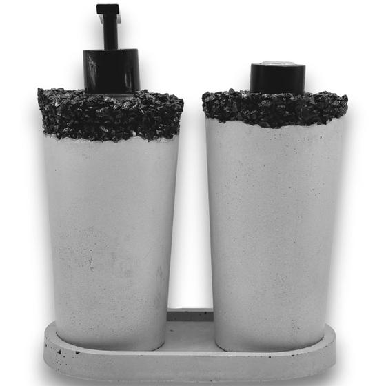 Imagem de Kit Difusor Com Aromatizador E Saboneteira Liquida 220ml Com Base De Cimento Pedras Naturais