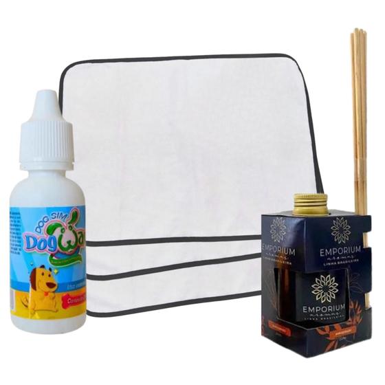 Imagem de Kit Difusor de Ambiente c/Varetas 250ml S + Educador Xixi Sim 20ml + 9 Tapetes Higiênicos Pet