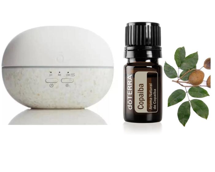 Kit Difusor ultrassônico Pebble + 1 óleo Copaíba 15ML Antioxidante Dor Inflamação Gota Esporão Menor preço em Kit Difusor ultrassônico Pebble + 1 óleo Copaíba 15ML Antioxidante Dor Inflamação Gota Esporão
