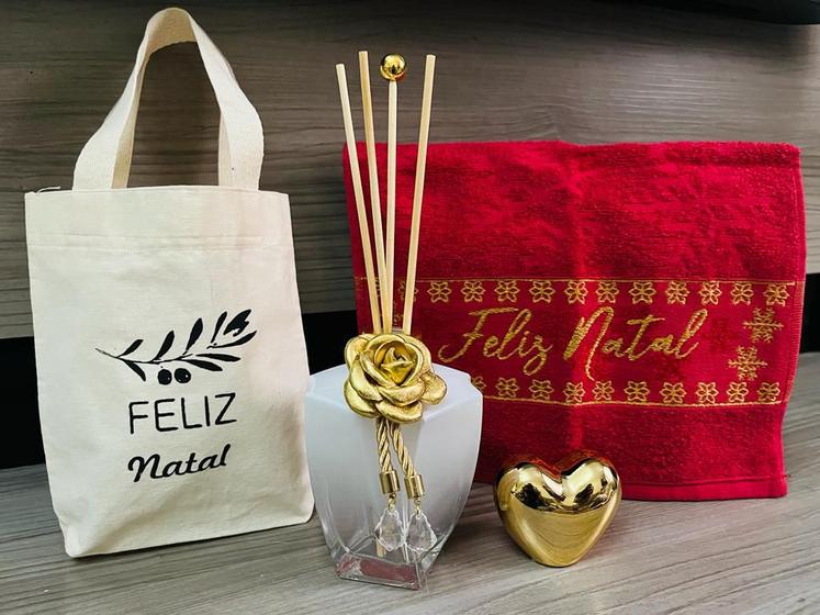 Imagem de Kit Difusor Varetas Presente de Natal Toalha Lavabo Coração