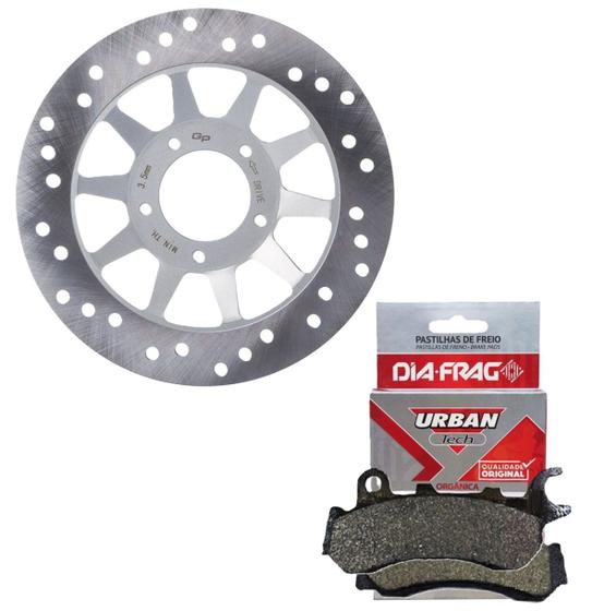 Imagem de Kit Disco de Freio Dianteiro Honda Bros 160 Combi Brake 2018-2023 e Pastilhas Diafrag